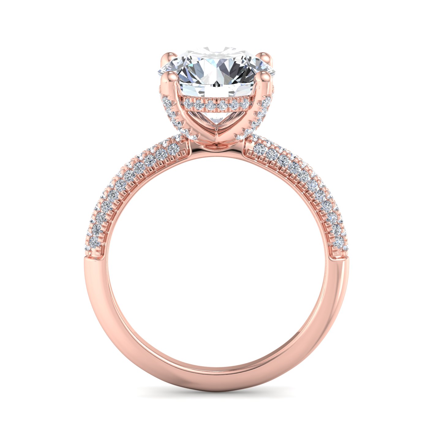 Kira Triple Pave Engagement ring with hidden halo